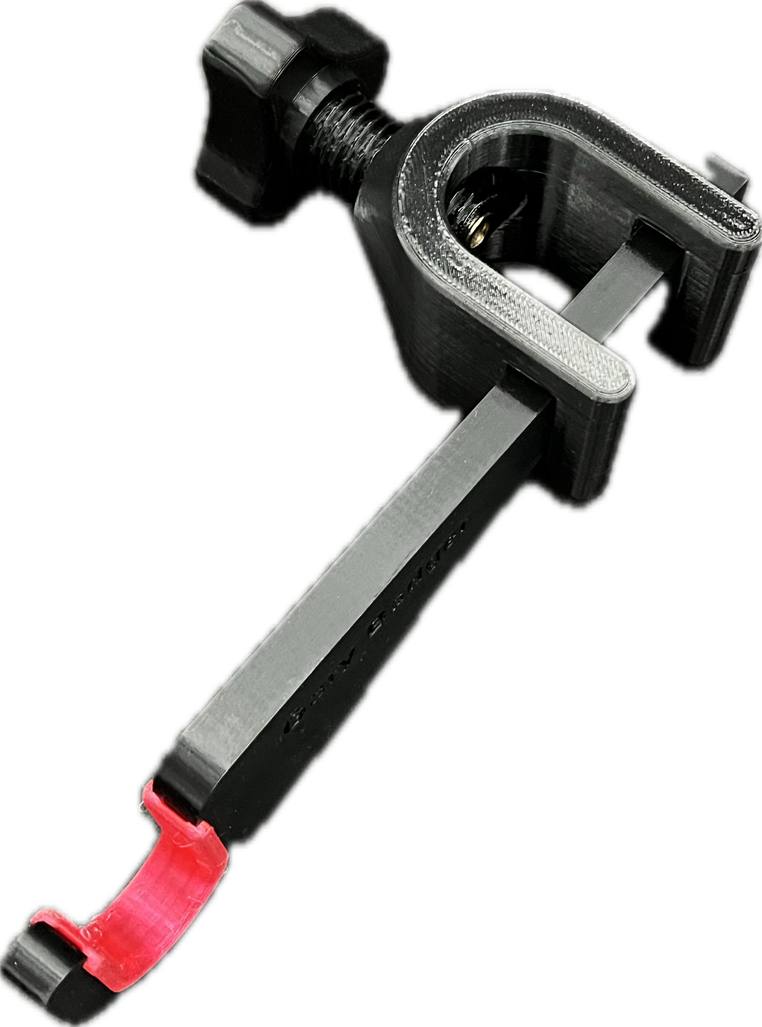 Trumpet music stand hook, installed view